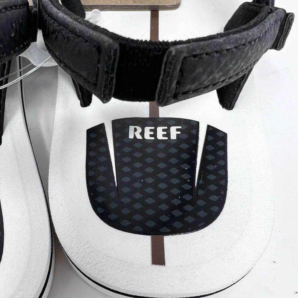Reef Flip Flops Toddler Size 9/10 Black & White Rear Strap Little Shaper NWT‎